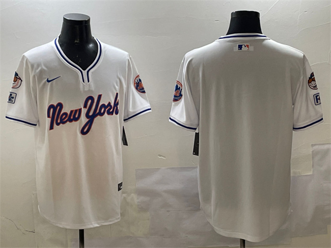 Men's New York Mets Blank White 2025 Spring Training Stitched Baseball Jersey Men's New York Mets Blank White 2025 Spring Training Stitched Baseball Jersey